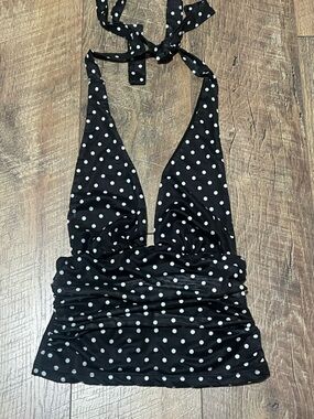 Black Polka Dot Halter Top